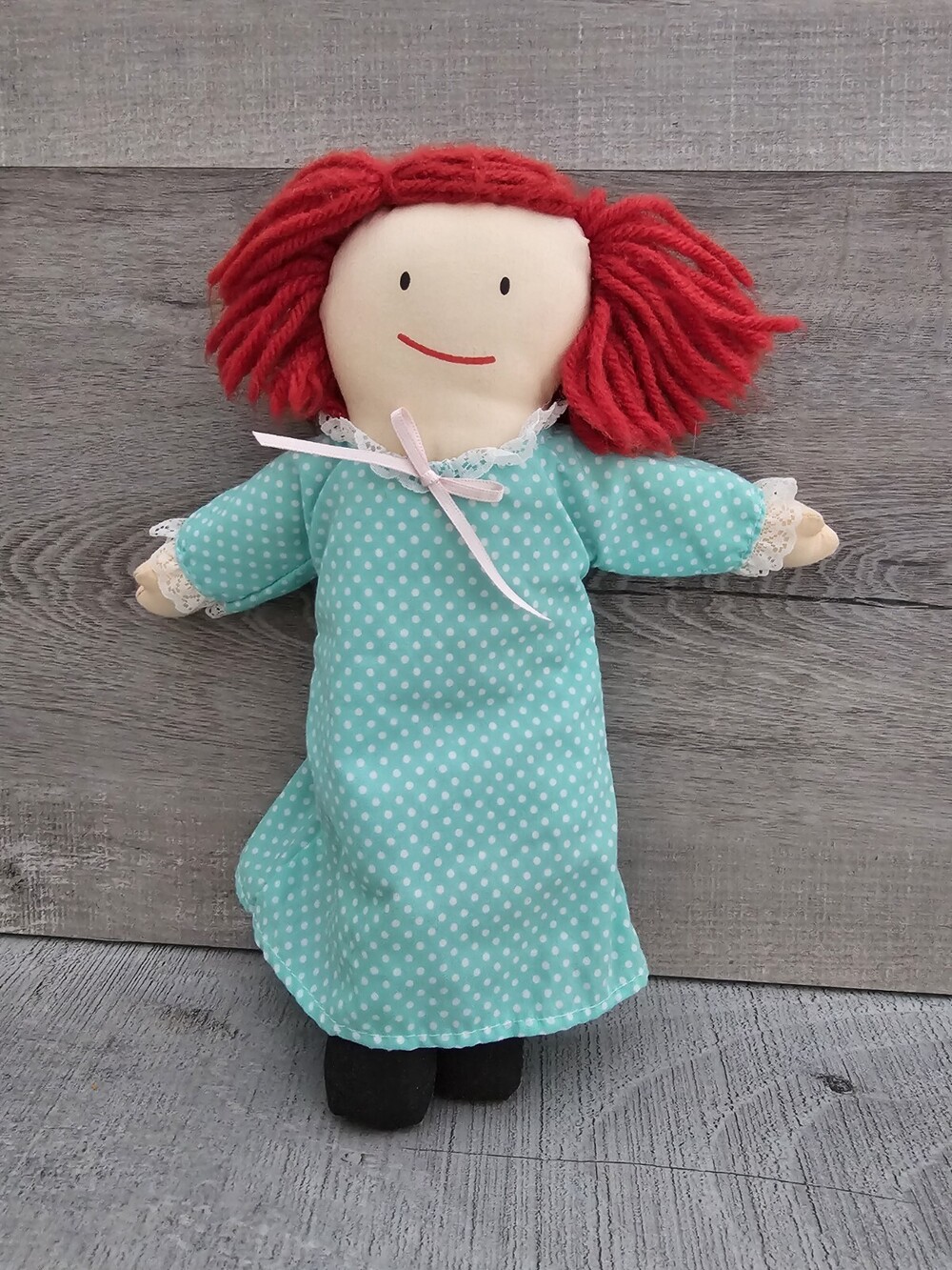 EDEN Madeline 1990 Vintage 10" Polka Dot Dress Yarn Hair Hospital Surgery Doll